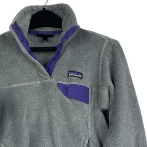 Patagonia Re-Tool Snap T Pullover‎ Womens Small Soft Fleece Jacket Gray Purple